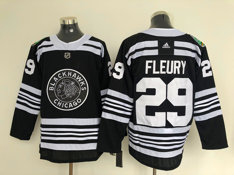 Men's Chicago Blackhawks Marc Andre Fleury #29 Black Breakaway Jersey
